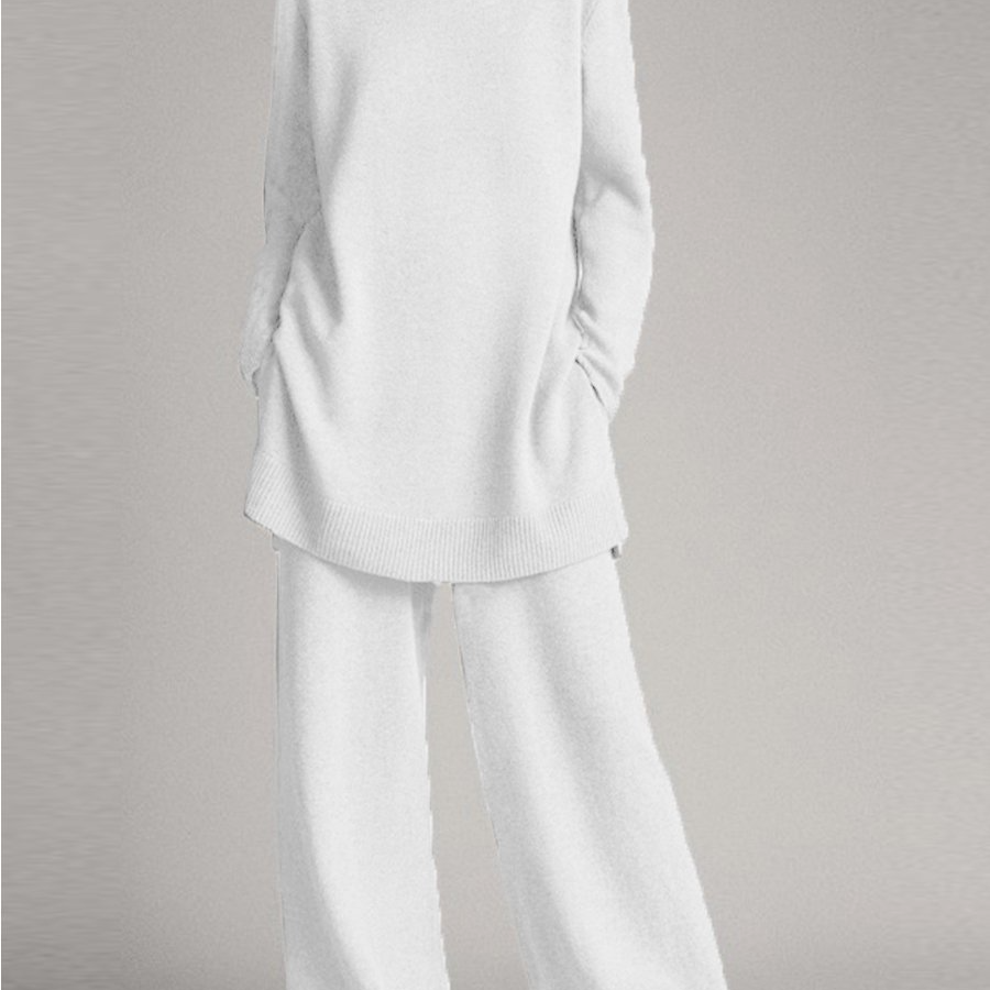 Damski Komplet Wypoczynkowy - Oversize Sweter Golf I Szerokie Spodnie