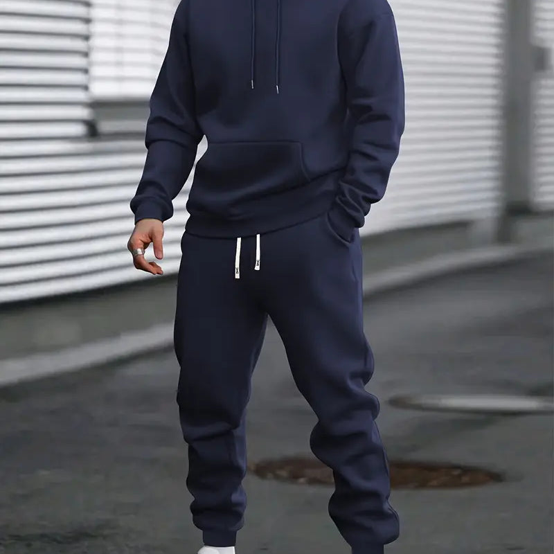 Męski Komplet Dresowy z Kapturem - Bluza i Joggersy
