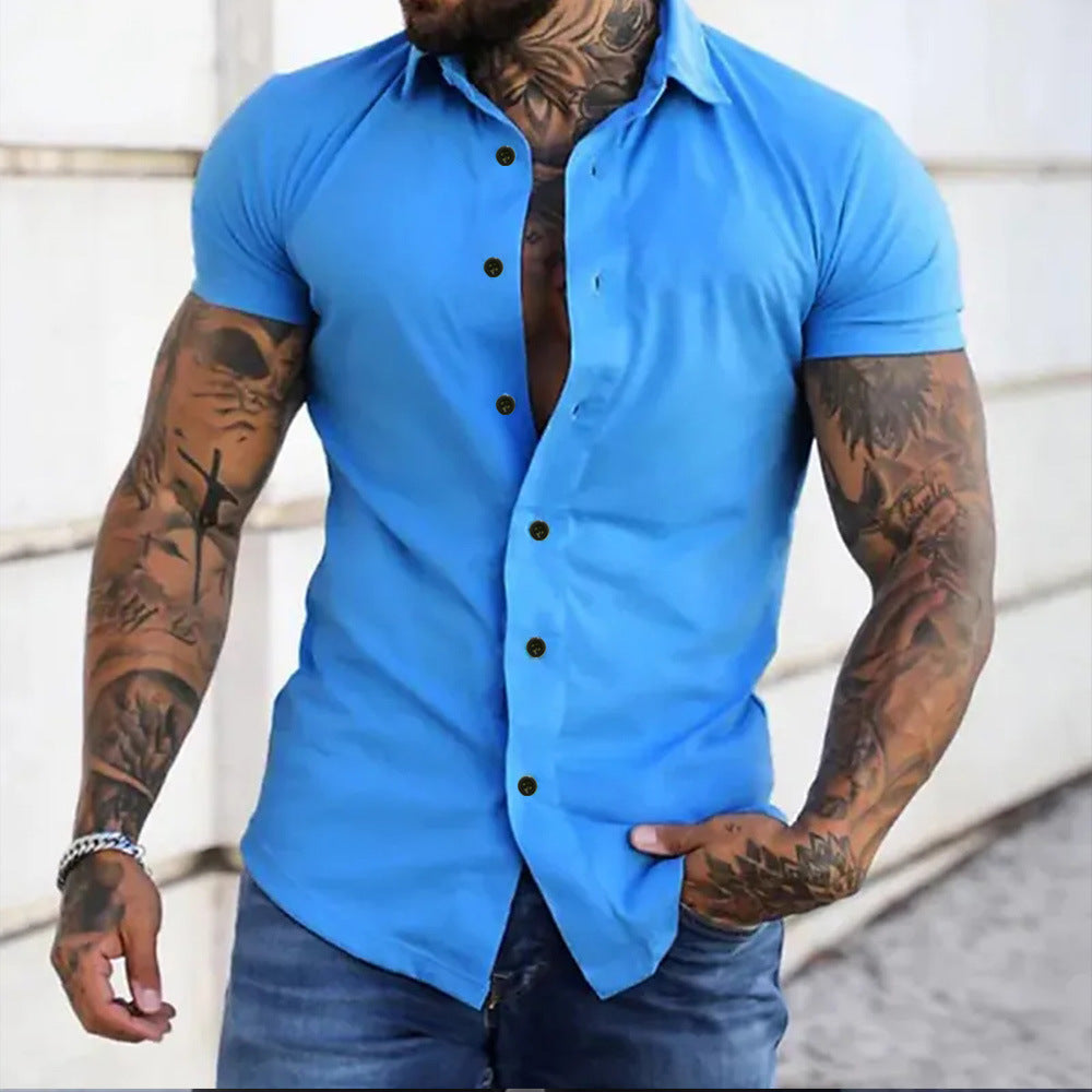 Męska Koszula Slim Fit Krótki Rękaw - Elegancka Oddychająca Wszechstronna