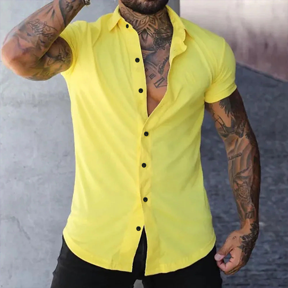 Męska Koszula Slim Fit Krótki Rękaw - Elegancka Oddychająca Wszechstronna