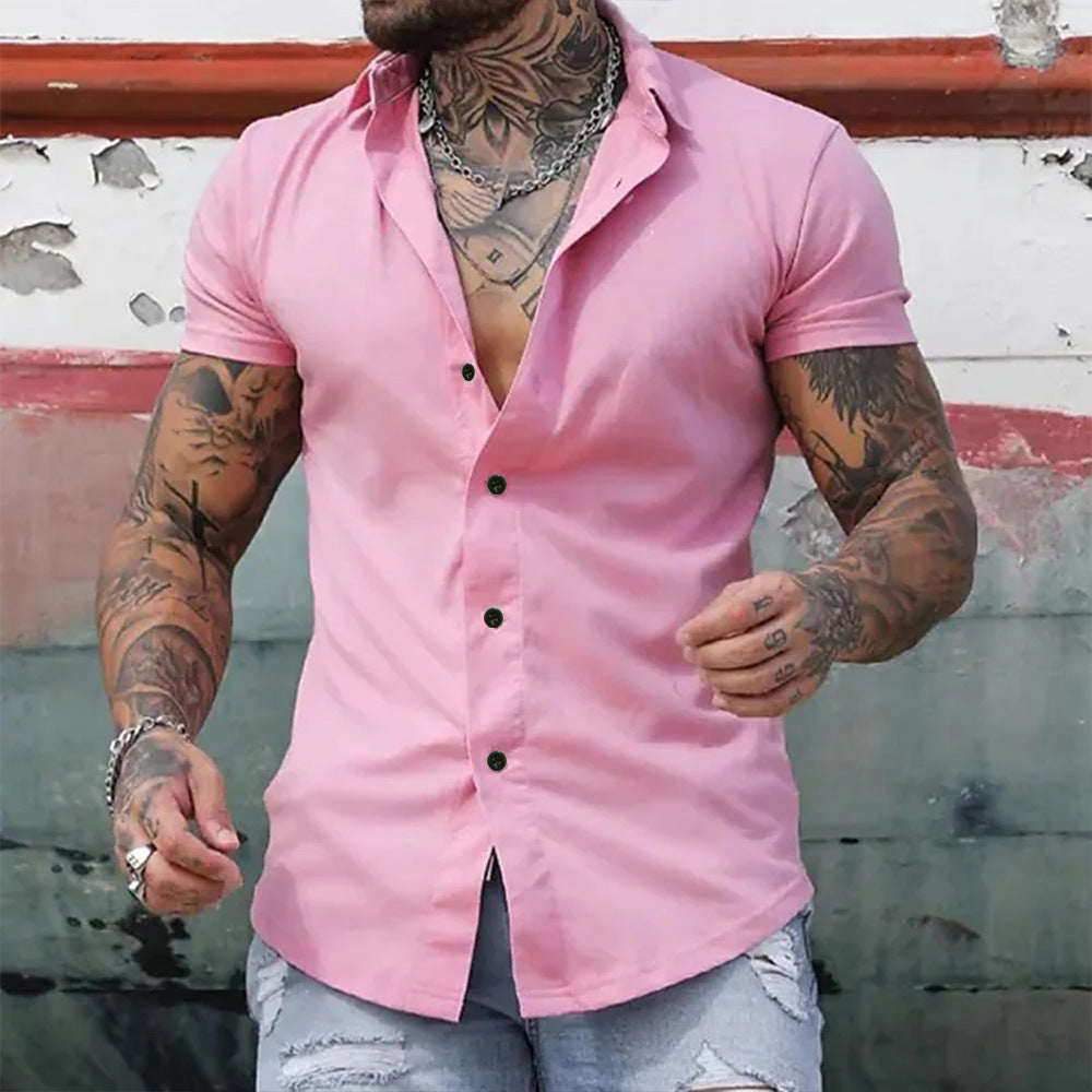 Męska Koszula Slim Fit Krótki Rękaw - Elegancka Oddychająca Wszechstronna
