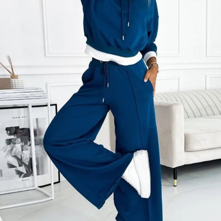 Damski Komplet Dresowy - Krótka Bluza i Szerokie Spodnie