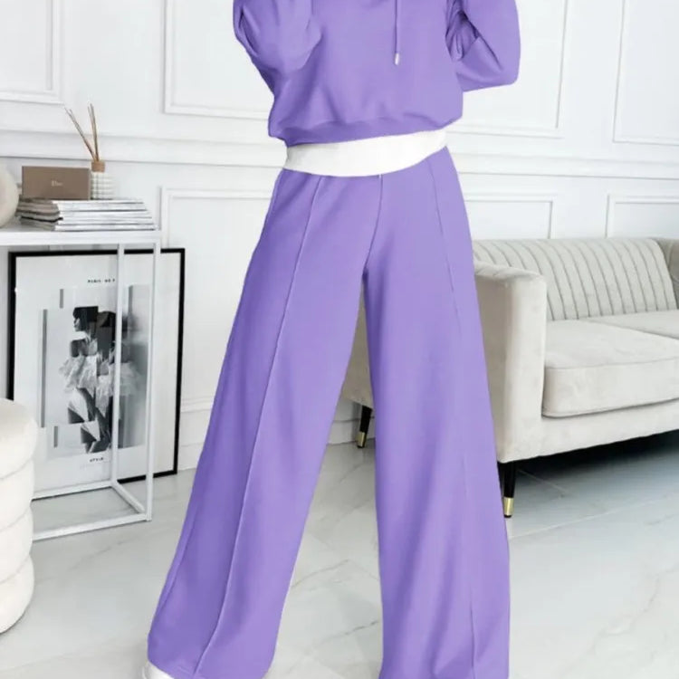 Damski Komplet Dresowy - Krótka Bluza i Szerokie Spodnie