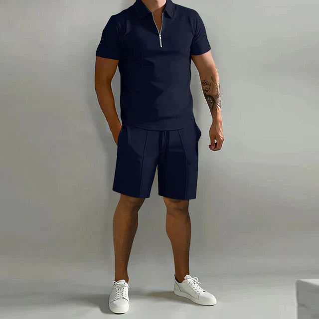 Męski Zestaw Polo i Szorty - Stylowy Skoordynowany Oddychający Strój