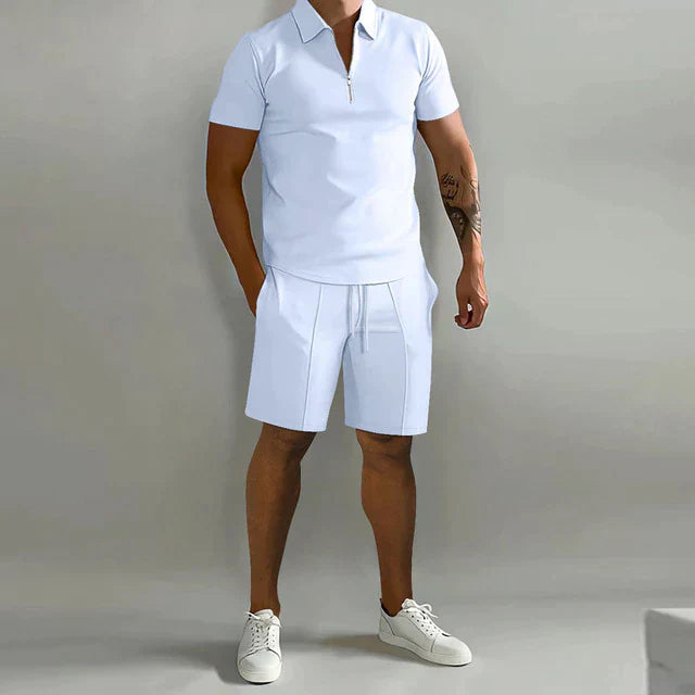 Męski Zestaw Polo i Szorty - Stylowy Skoordynowany Oddychający Strój