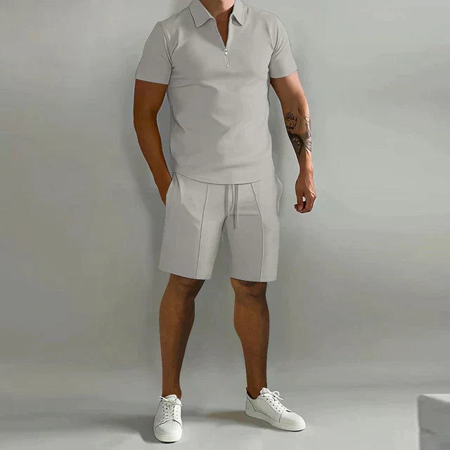 Męski Zestaw Polo i Szorty - Stylowy Skoordynowany Oddychający Strój