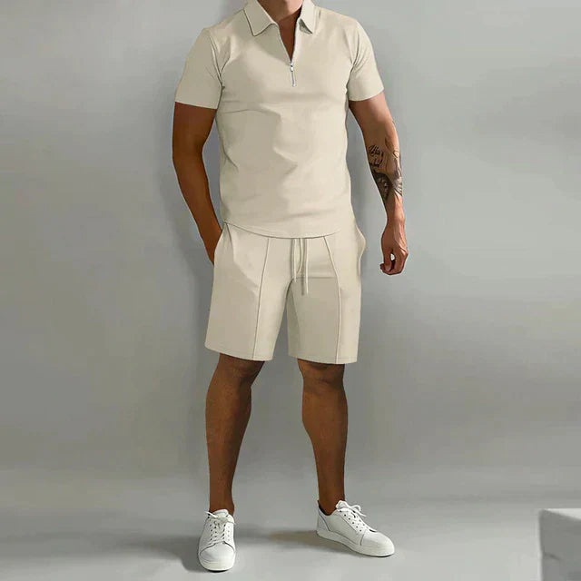 Męski Zestaw Polo i Szorty - Stylowy Skoordynowany Oddychający Strój
