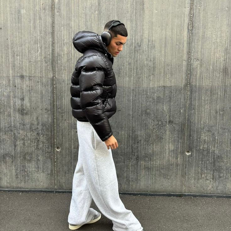 Męska Kurtka Pikowana Krótka - Połyskująca Z Kapturem