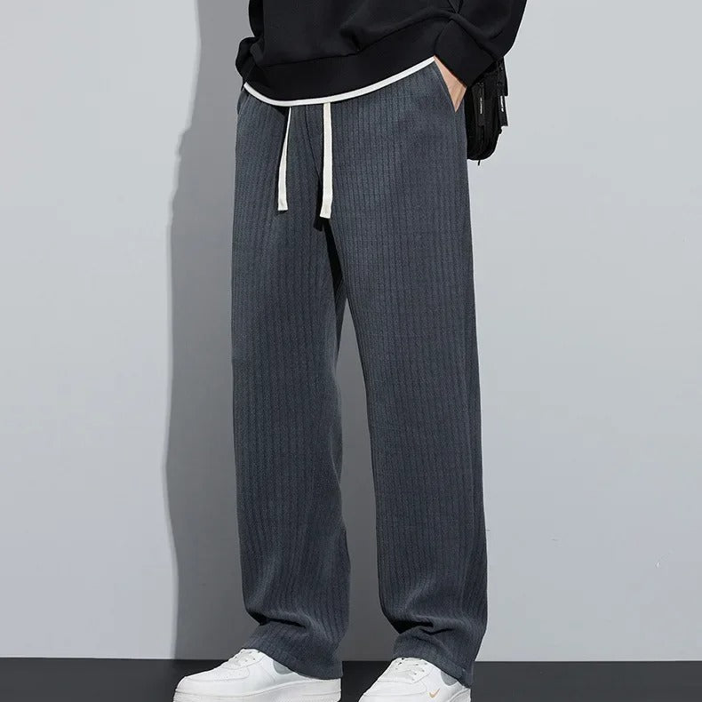 Męskie Jogger z Szerokimi Nogawkami – Nowoczesny Prążkowany Styl
