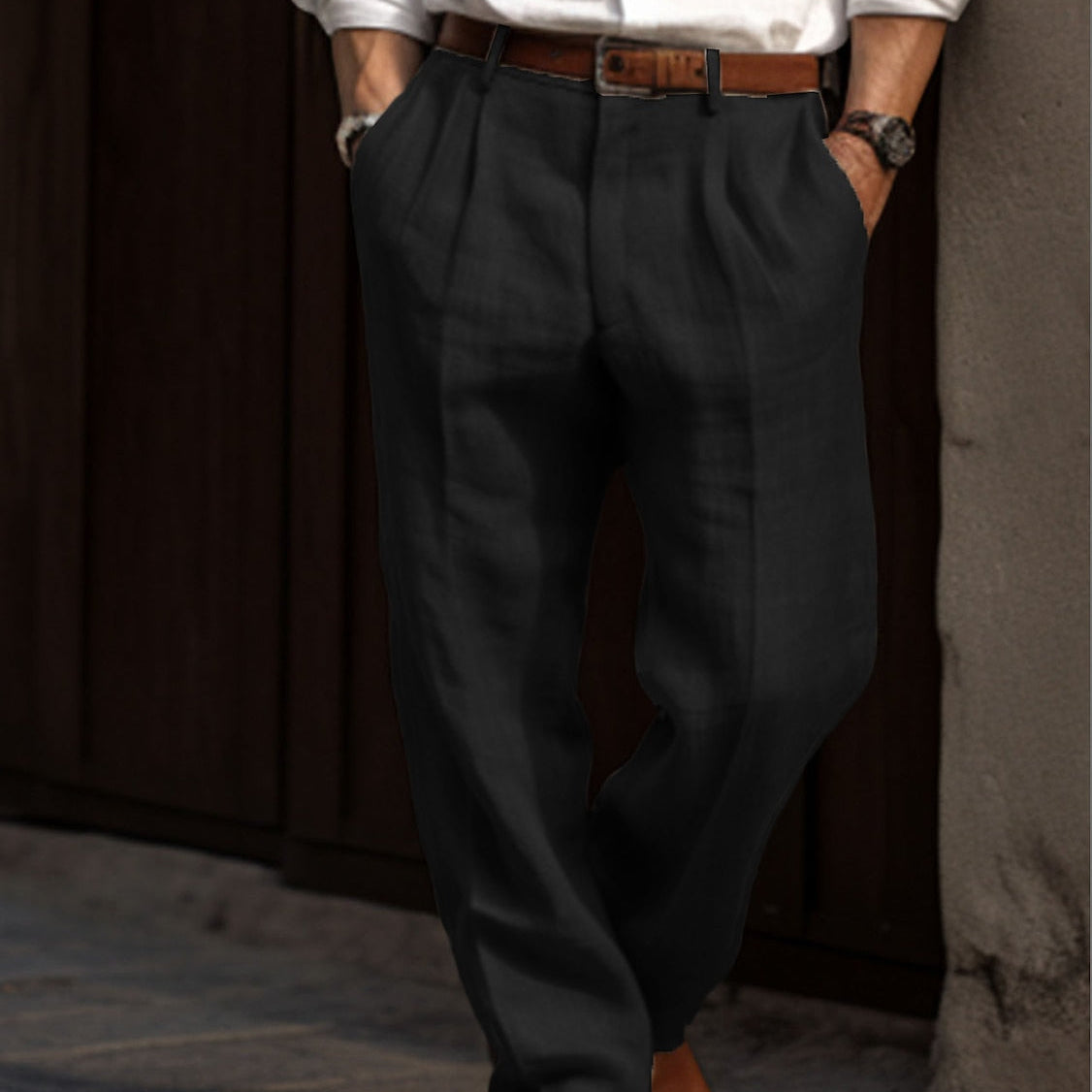 Męskie Spodnie Lniane - Oddychająca Elegancki Casual