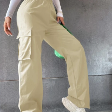 Damskie Spodnie Cargo - Z Wysokim Stanem i Szeroką Nogawką