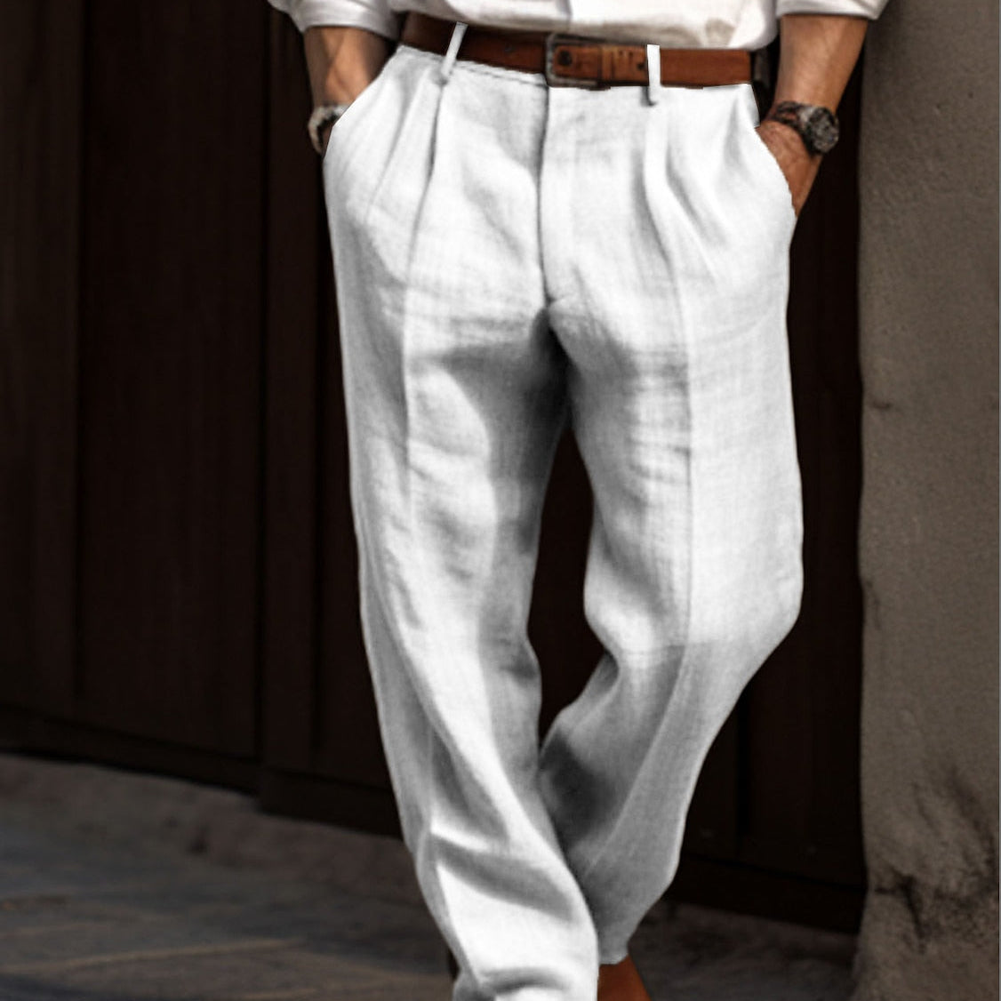 Męskie Spodnie Lniane - Oddychająca Elegancki Casual