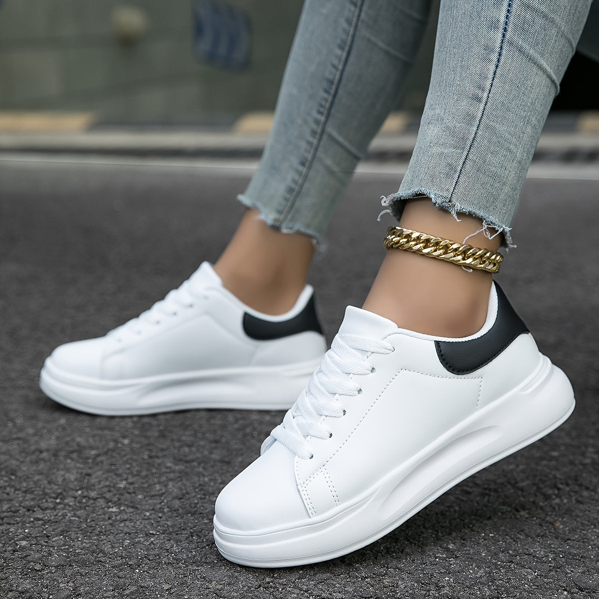 Stylowe Czyste Białe Skórzane Sneakersy dla Kobiet