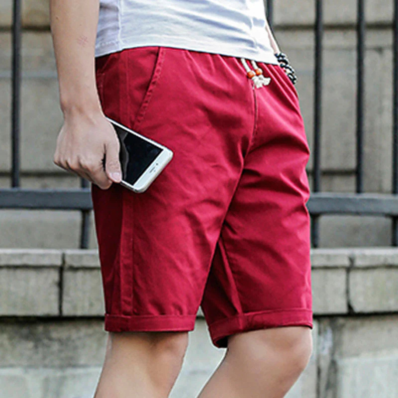 Męskie Szorty - Elastyczny Pas ze Sznurkiem i Boczne Kieszenie