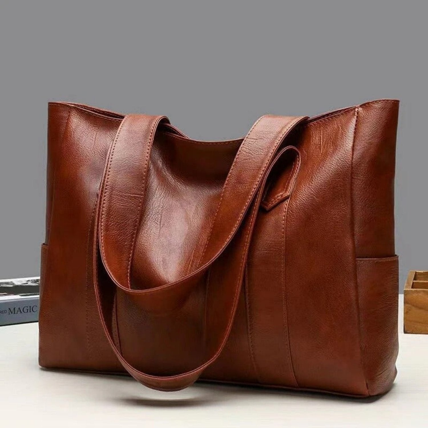 Damska Skóra Tote Bag - Przestronna w Stylu Vintage Pasek na ramię