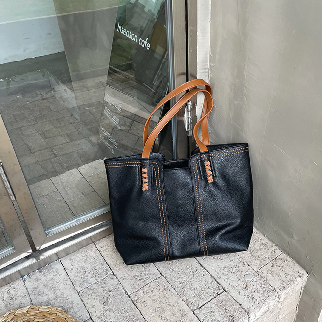 Damska Strukturalna Tote Bag - Teksturowana Przestronna Pasek na Ramię