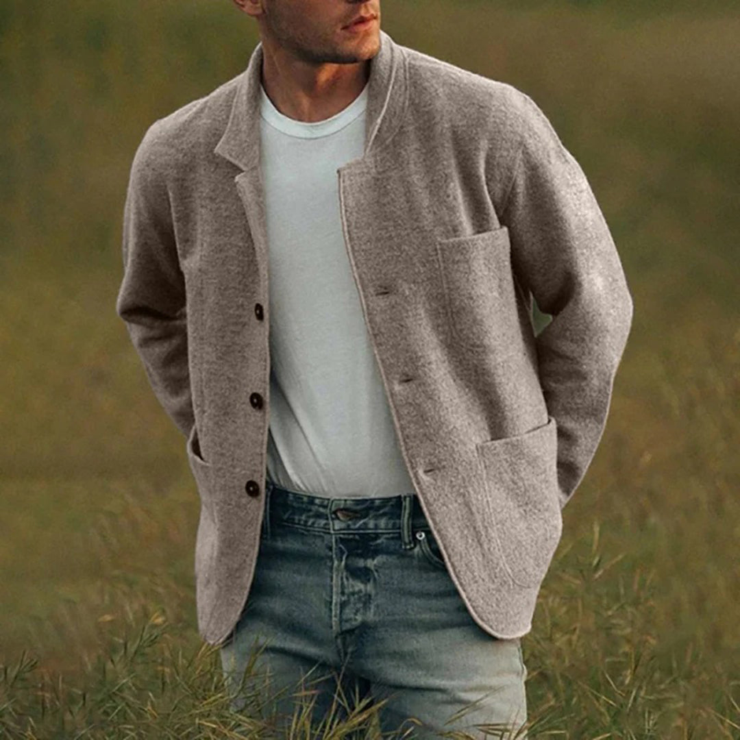 Męski Kardigan Dzianinowy - Stylowa Casualowa Wieloma Kieszeniami