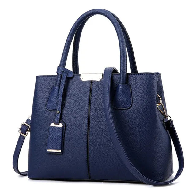 Damska Skóra Tote Bag - Klasyczny Wzór Detalem Łańcucha Pasek na Ramię