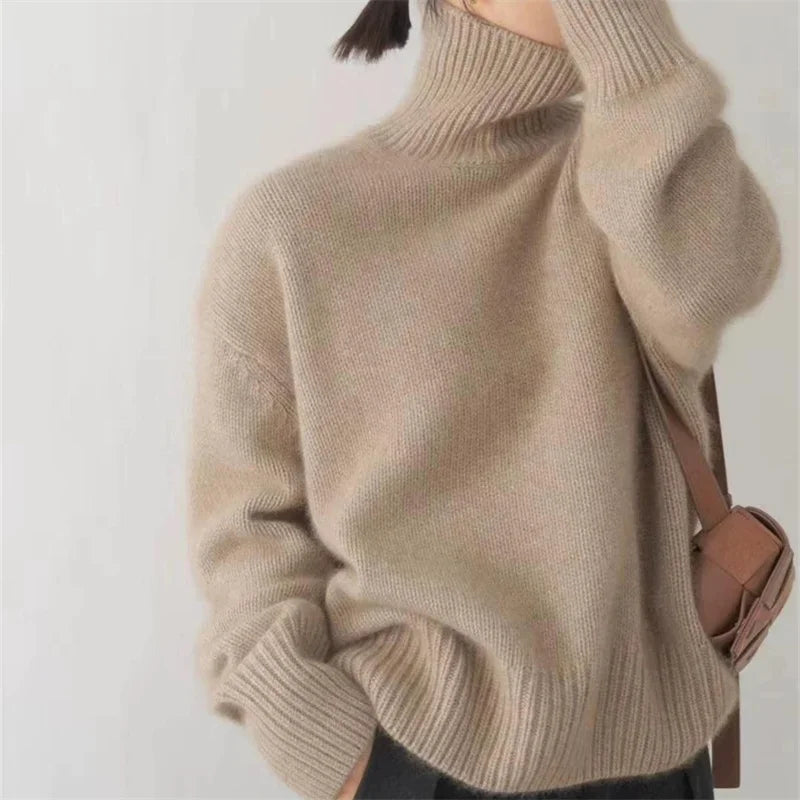Damski Sweter z Golfem - Oversize