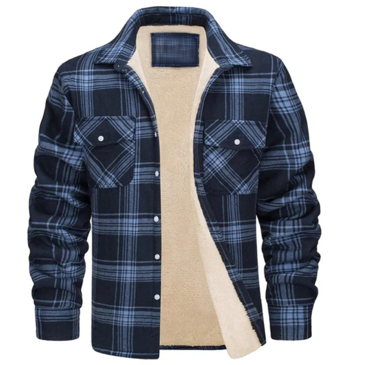 Męska Kurtka Koszulowa - Zimowa W Kratę Ocieplana
