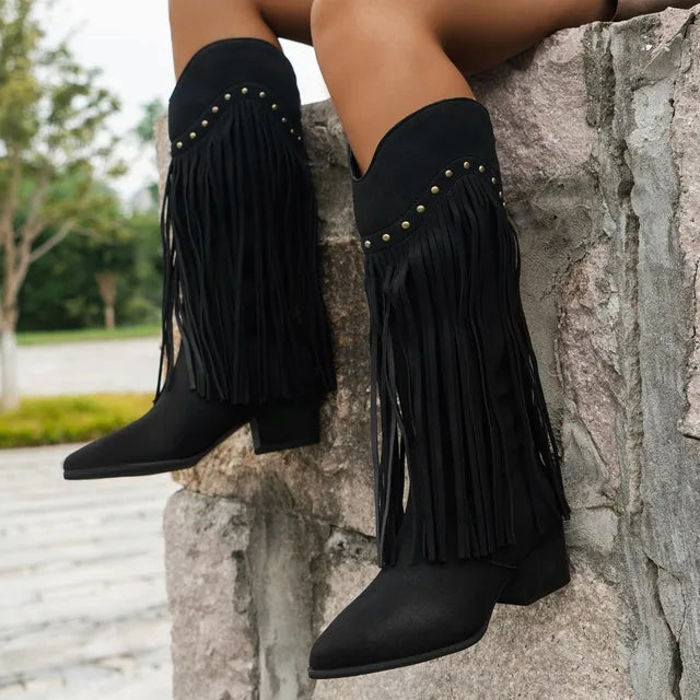 Damskie Frędzlami Kowbojki - Nowoczesne Wygodne Styl Boho