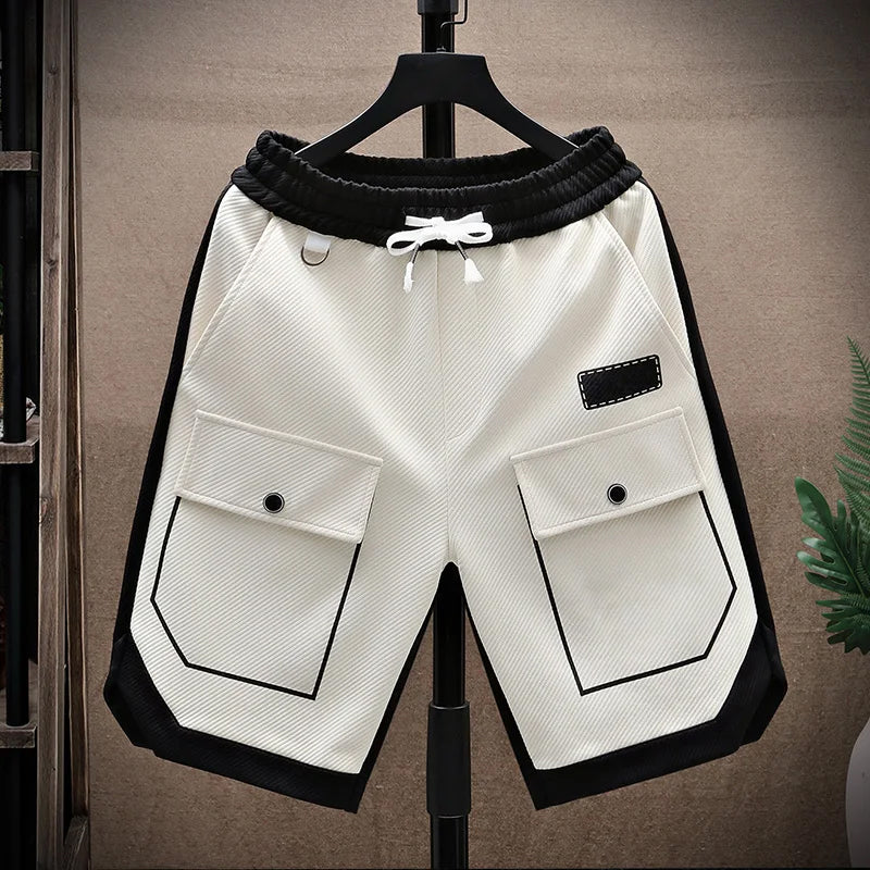 Męskie Szorty Techniczne - Elastyczna Talia ze Sznurkiem i Duże przednie kieszenie z patkami