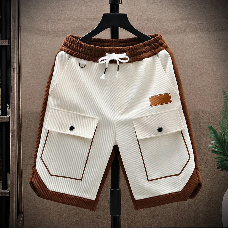 Męskie Szorty Techniczne - Elastyczna Talia ze Sznurkiem i Duże przednie kieszenie z patkami