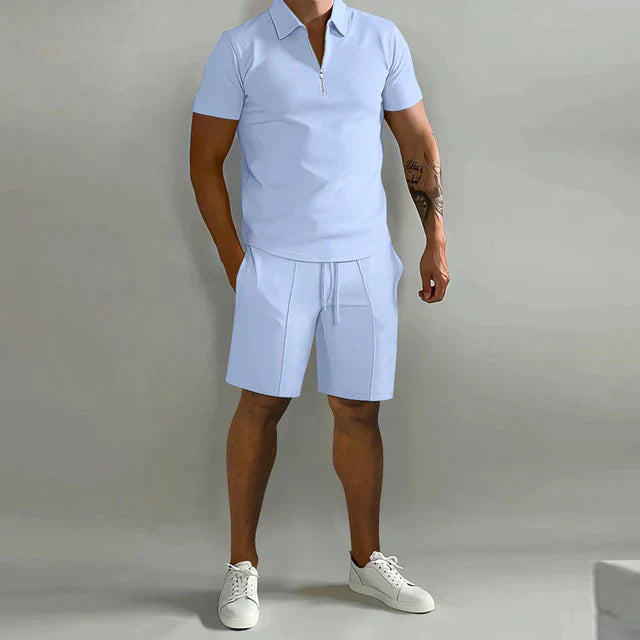 Męski Zestaw Polo i Szorty - Stylowy Skoordynowany Oddychający Strój
