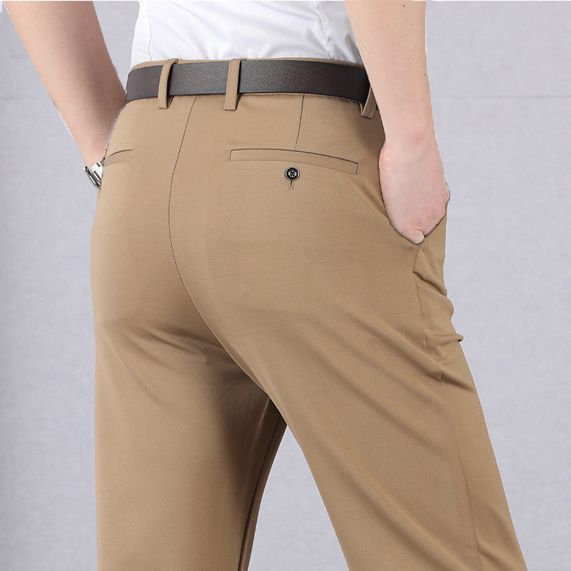 Męskie Elastyczne Spodnie do Pracy - o Kroju Slim Fit, ze Zwężaną Nogawką