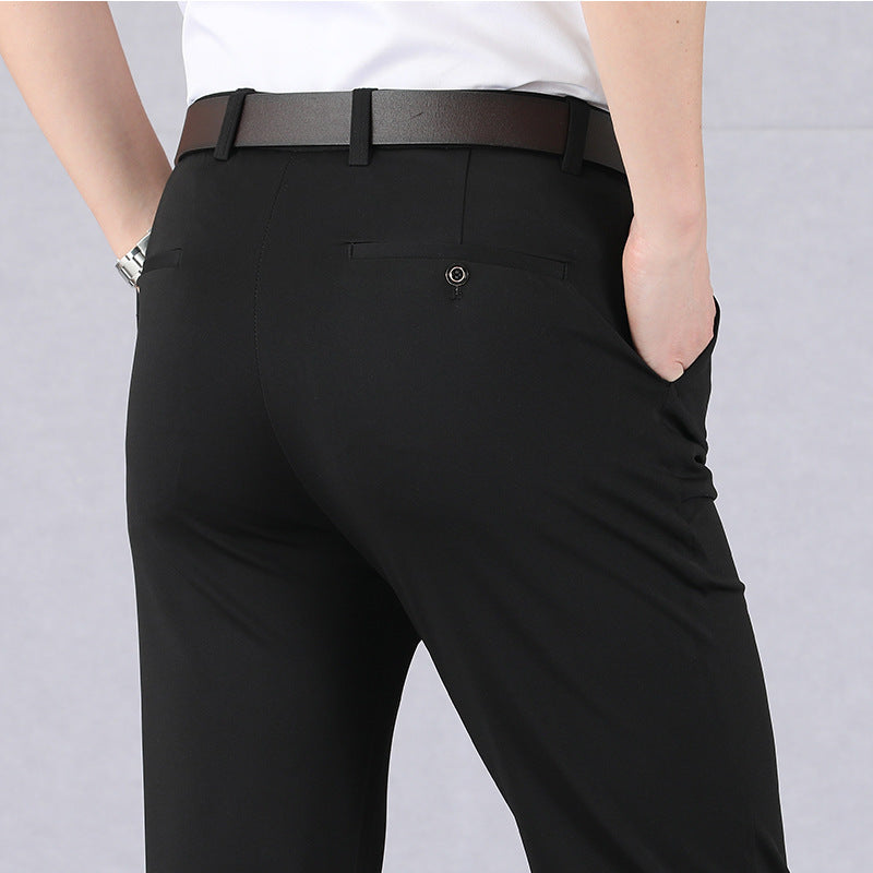 Męskie Elastyczne Spodnie do Pracy - o Kroju Slim Fit, ze Zwężaną Nogawką