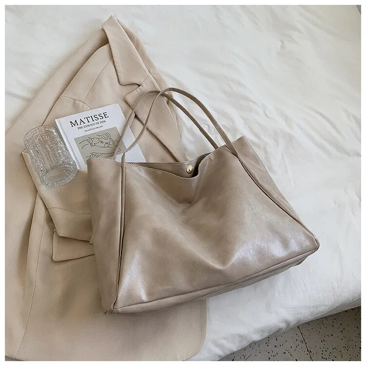 Damska Tote Bag na Ramię - Miękka Przestronna Skóra