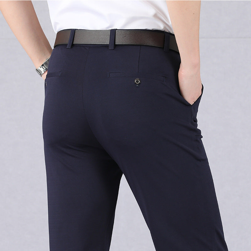 Męskie Elastyczne Spodnie do Pracy - o Kroju Slim Fit, ze Zwężaną Nogawką