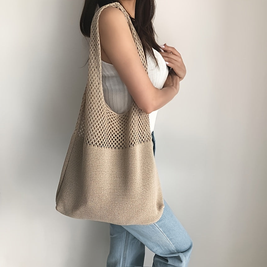 Damska Boho Szydełkowanie Tote Bag – Szykowna Torba na Lato
