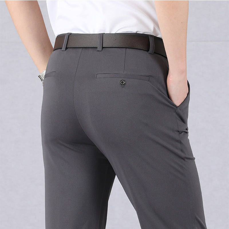 Męskie Elastyczne Spodnie do Pracy - o Kroju Slim Fit, ze Zwężaną Nogawką