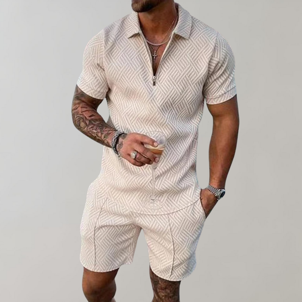 Męski Komplet Koszulka Polo i Szorty - Stylowy Casualowy Nowoczesny Krój
