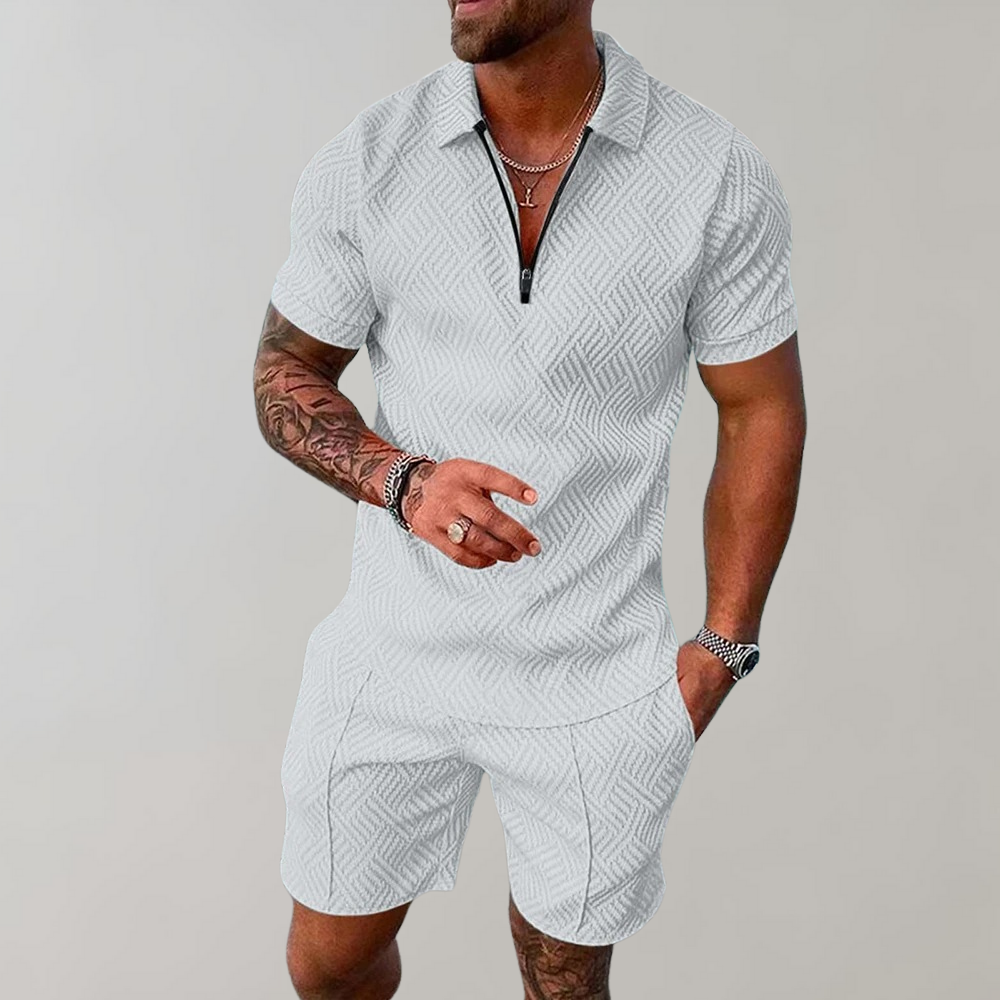 Męski Komplet Koszulka Polo i Szorty - Stylowy Casualowy Nowoczesny Krój