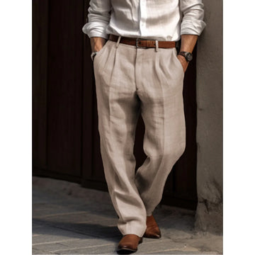 Męskie Spodnie Lniane - Oddychająca Elegancki Casual